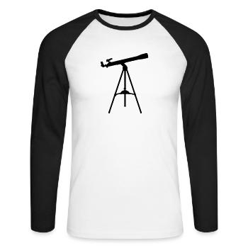 Teleskop - Unisex Baseballshirt langarm - Weiß/Schwarz - Vorne - Nik (191cm)