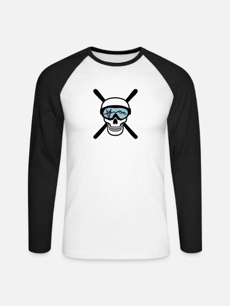 Skier and skiing goggles, skiing - Unisex Long Sleeve Baseball T-Shirt - white/black