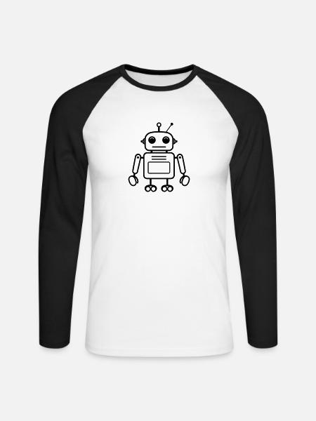 robot - Unisex Long Sleeve Baseball T-Shirt - white/black