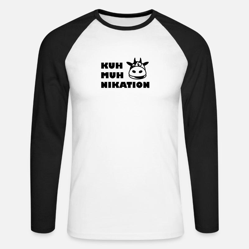 Kommunikation Kuh - Unisex Baseballshirt langarm - Weiß/Schwarz