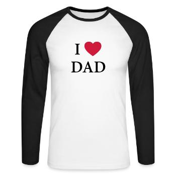 J'ai le coeur papa - amour - T-shirt baseball manches longues Homme - blanc/noir - Devant - Nik (191cm)
