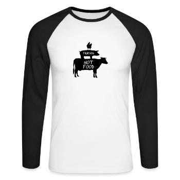 Vegan - Animals are Friends - Unisex Long Sleeve Baseball T-Shirt - white/black - Front - Nik (191cm)