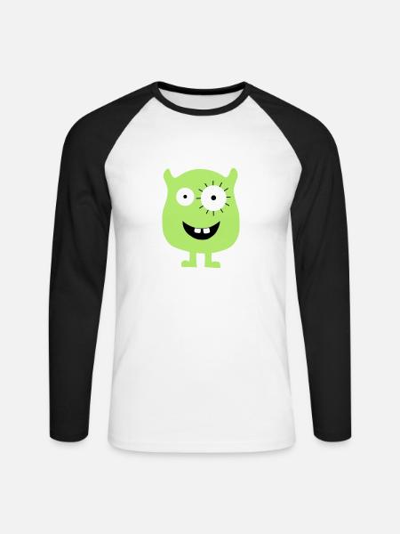Monster - Unisex Baseballshirt langarm - Weiß/Schwarz