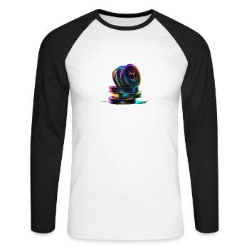 TAPES, recordings - Unisex Long Sleeve Baseball T-Shirt - white/black - Front - Nik (191cm)