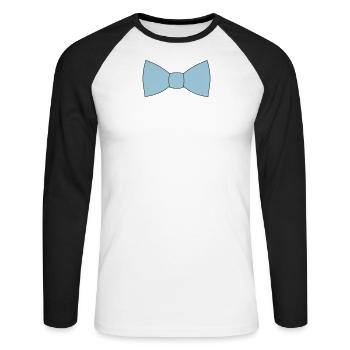 Fly Bow Tie Loop Cross Binder Suit - Unisex Long Sleeve Baseball T-Shirt - white/black - Front - Nik (191cm)