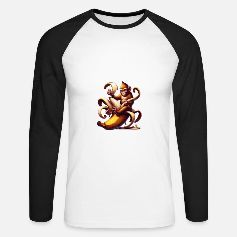 Affe - Unisex Baseballshirt langarm - Weiß/Schwarz