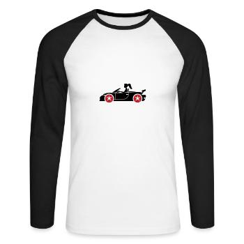 Woman Car Convertible - Unisex Long Sleeve Baseball T-Shirt - white/black - Front - Nik (191cm)