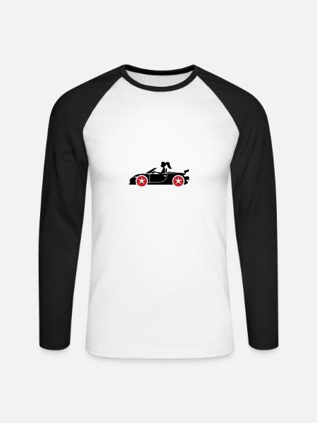 Woman Car Convertible - Unisex Long Sleeve Baseball T-Shirt - white/black