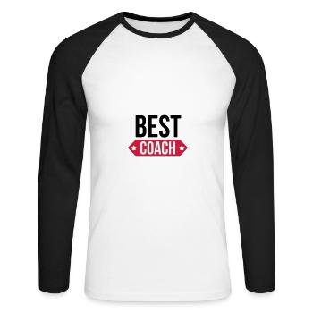Best Coach - T-shirt baseball manches longues Homme - blanc/noir - Devant - Nik (191cm)