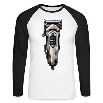 Hair clippers Hairdresser Barber - Unisex Long Sleeve Baseball T-Shirt - white/black - Front - Nik (191cm)