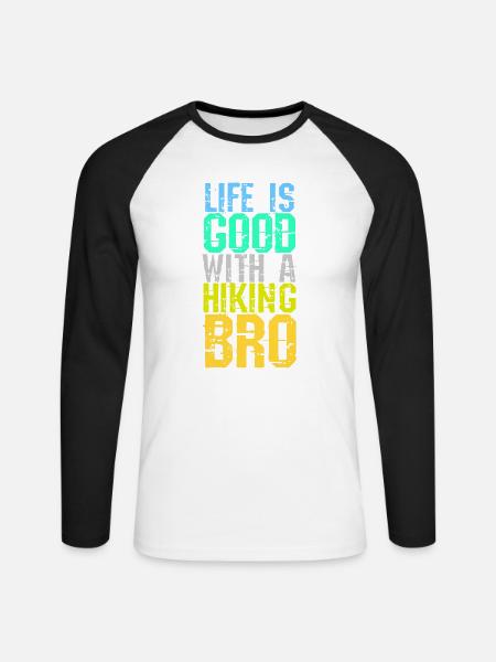 Klettersteig Statement Wanderer Wandern Wanderung - Unisex Baseballshirt langarm - Weiß/Schwarz