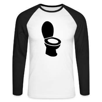 Toilet - Unisex Long Sleeve Baseball T-Shirt - white/black - Front - Nik (191cm)