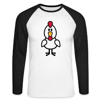 Poule - T-shirt baseball manches longues Homme - blanc/noir - Devant - Nik (191cm)