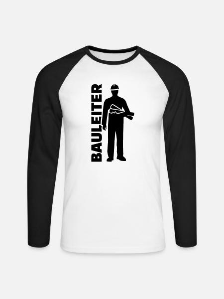 Bauleiter - Unisex Baseballshirt langarm - Weiß/Schwarz