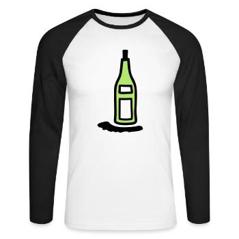 Flasche Weinflasche - V2 - Unisex Baseballshirt langarm - Weiß/Schwarz - Vorne - Nik (191cm)