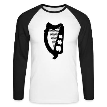 Irland - Unisex Baseballshirt langarm - Weiß/Schwarz - Vorne - Nik (191cm)
