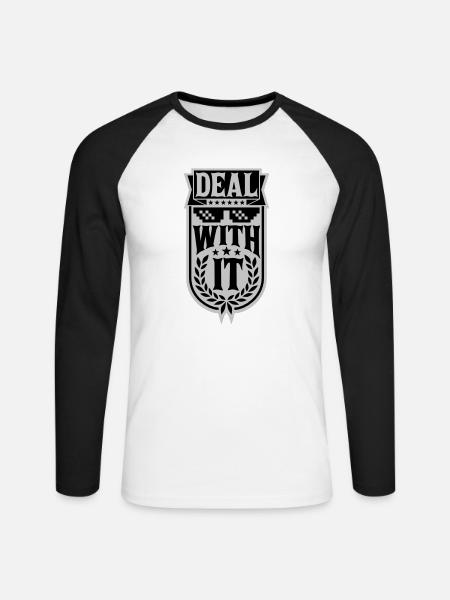 Bannière Traitez-le - T-shirt baseball manches longues Homme - blanc/noir