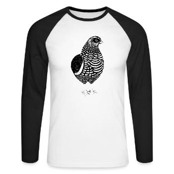 Funny Chicken Line Art Pop Art Minimalist 8 - Unisex Long Sleeve Baseball T-Shirt - white/black - Front - Nik (191cm)