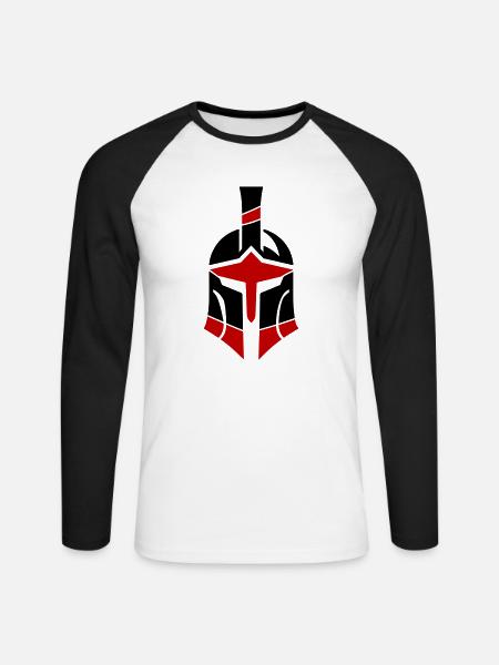 Spartan Helmet Logo Gladiator - Unisex Long Sleeve Baseball T-Shirt - white/black