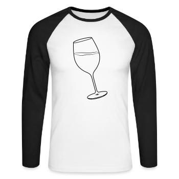 Weinglas - Unisex Baseballshirt langarm - Weiß/Schwarz - Vorne - Nik (191cm)