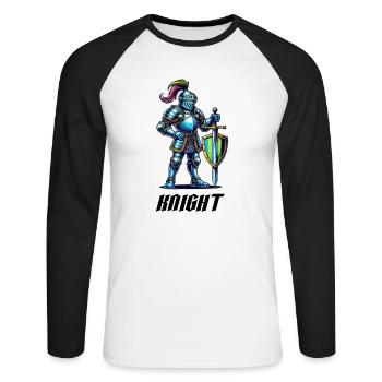 Bande dessinée Knight - T-shirt baseball manches longues Homme - blanc/noir - Devant - Nik (191cm)