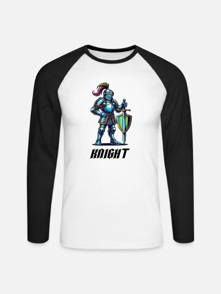 Knight Comic - Unisex Long Sleeve Baseball T-Shirt - white/black
