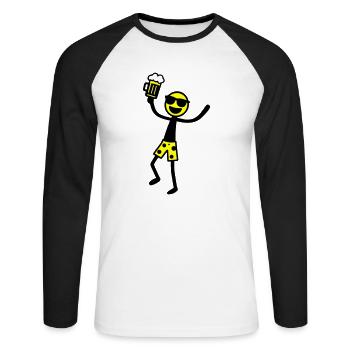 Stick Figure Bière Fête Vacances - T-shirt baseball manches longues Homme - blanc/noir - Devant - Nik (191cm)