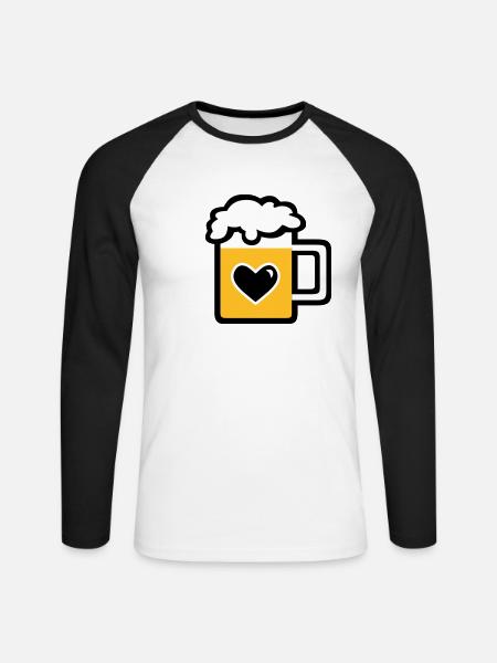 Mass Bier - Unisex Baseballshirt langarm - Weiß/Schwarz