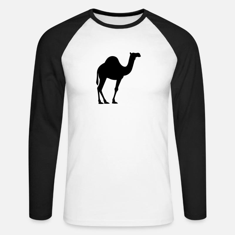 Kamel - Unisex Baseballshirt langarm - Weiß/Schwarz