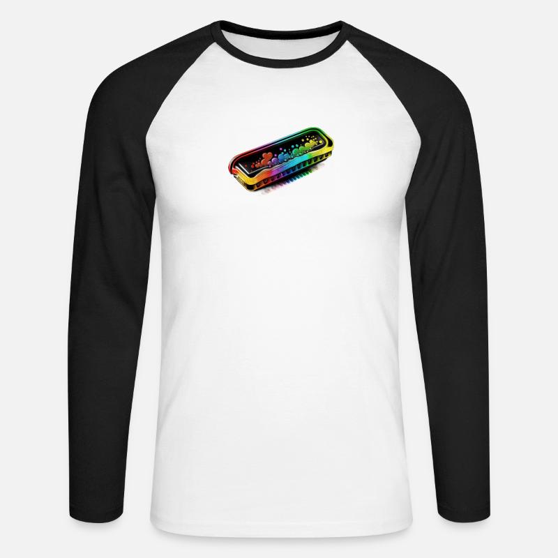 MUNDHARMONIKA - Unisex Baseballshirt langarm - Weiß/Schwarz