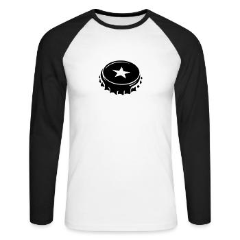 KRONKORKEN MIT STERN - Unisex Baseballshirt langarm - Weiß/Schwarz - Vorne - Nik (191cm)