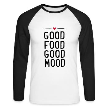 bonne nourriture - T-shirt baseball manches longues Homme - blanc/noir - Devant - Nik (191cm)