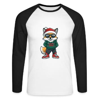 Fox Noël Noël laid - T-shirt baseball manches longues Homme - blanc/noir - Devant - Nik (191cm)