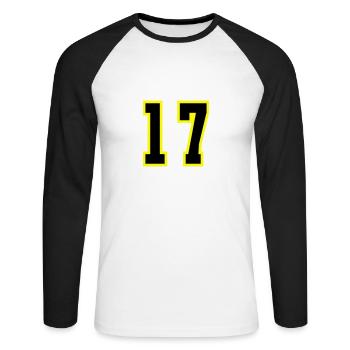 17 Number Leotard - Unisex Long Sleeve Baseball T-Shirt - white/black - Front - Nik (191cm)