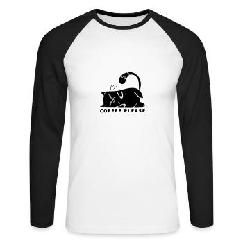 Coffee cat caffeine Cat Coffee cat lover - Unisex Long Sleeve Baseball T-Shirt - white/black - Front - Nik (191cm)