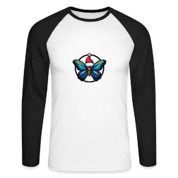 Noël Papillon Noël - T-shirt baseball manches longues Homme - blanc/noir - Devant - Nik (191cm)