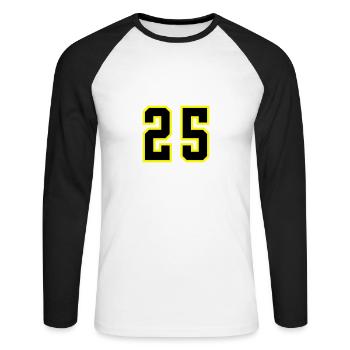 25 Number Jersey - Unisex Long Sleeve Baseball T-Shirt - white/black - Front - Nik (191cm)