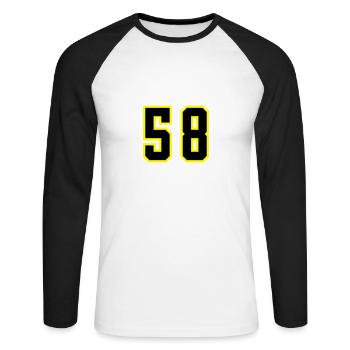 58 Zahl Trikot - Unisex Baseballshirt langarm - Weiß/Schwarz - Vorne - Nik (191cm)