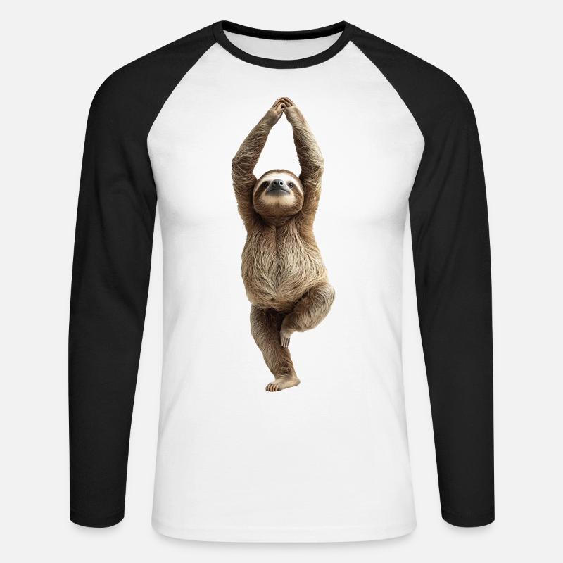 Faultier - Unisex Baseballshirt langarm - Weiß/Schwarz