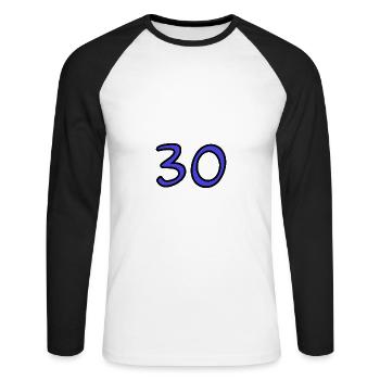 30. 30 YEARS. 30th ANNIVERSARY. 30TH ANNIVERSARY. - Unisex Long Sleeve Baseball T-Shirt - white/black - Front - Nik (191cm)