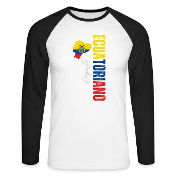 Ecuadorianischer Stolz, vertikales Design - Unisex Baseballshirt langarm - Weiß/Schwarz - Vorne - Nik (191cm)