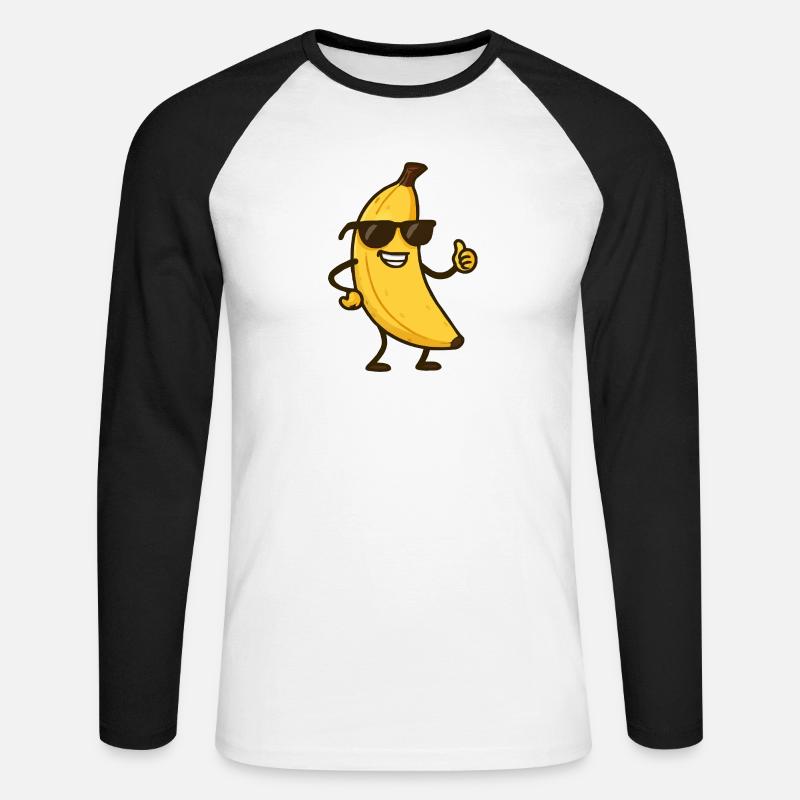 Banana Comic - Unisex Long Sleeve Baseball T-Shirt - white/black
