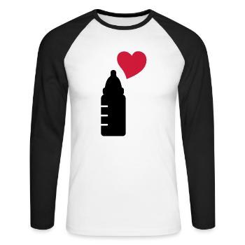babyflasche_love_2__f2 - Unisex Baseballshirt langarm - Weiß/Schwarz - Vorne - Nik (191cm)