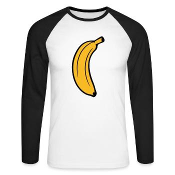 obst banane lecker gesund essen bananenschale krum - Unisex Baseballshirt langarm - Weiß/Schwarz - Vorne - Nik (191cm)