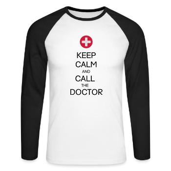 GARDEZ LE CALME ET APPELEZ LE MÉDECIN - T-shirt baseball manches longues Homme - blanc/noir - Devant - Nik (191cm)