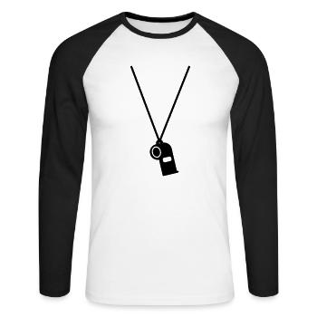 referee - Unisex Long Sleeve Baseball T-Shirt - white/black - Front - Nik (191cm)
