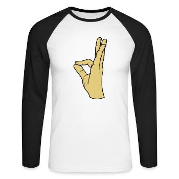 Parfait geste de la main très savoureux - T-shirt baseball manches longues Homme - blanc/noir - Devant - Nik (191cm)