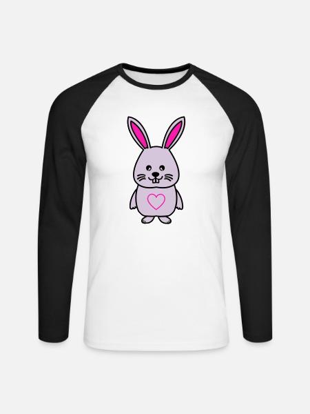 Bunny Comic Love - Unisex Long Sleeve Baseball T-Shirt - white/black
