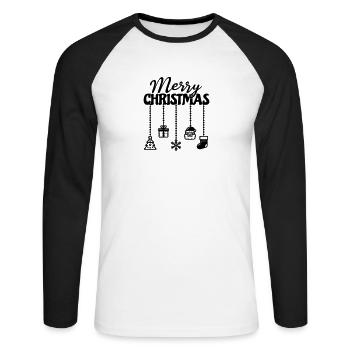 Christmas hanging décor - Unisex Long Sleeve Baseball T-Shirt - white/black - Front - Nik (191cm)