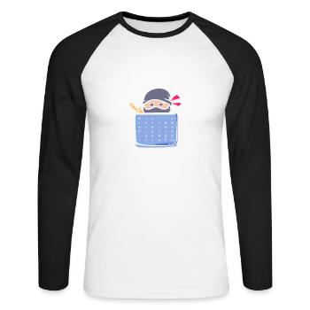 Data Ninja - Unisex Baseballshirt langarm - Weiß/Schwarz - Vorne - Nik (191cm)